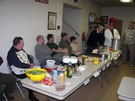 Asbury Men's Cooking Demo 2007: waiting chefs watch Bob & Glen